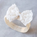 Sweet white lace bow headband for baby girls with vintage floral pattern texture - White Lace Bow