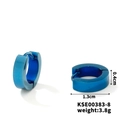 Blue titanium steel earring details showing 1.3cm diameter and 0.4cm width dimensions - Blue (1.3cm*0.4cm)