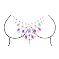 Iridescent crystal body jewels with purple rhinestones for chest and neck decoration - Pattern 103