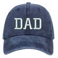 Close-up of DAD 3D embroidery on navy washed cotton baseball cap with detailed stitching - Washed Navy DAD Embroidery Baseball Cap