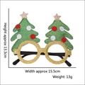 Christmas tree glasses frame with green glitter, gold sequins, and red plush pom-poms - Green Tree Gold Frame Glasses