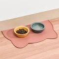 Pink cat-shaped silicone pet feeding mat with waterproof anti-slip design for cats and dogs - Cat Head Shape Mat / Sakura Pink