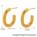 Detailed size specifications for gold plated multi-layer stainless steel hoop earrings - Geometric U-Shaped Earrings / Gold
