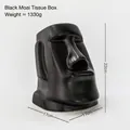 Moai Taschentuchbox in Mattschwarz im Osterinsel-Design mit einer Höhe von 22cm und 1330g - Moai Statue-Mattschwarz 2118