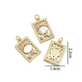 Rectangular gold plated heart evil eye pendant with shell inlay and pearls, 2.2x1.4cm - Hollow Square Mother of Pearl
