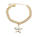 Bracciale a catena spessa dorata con stella in smalto bianco e ciondolo occhio blu - Stella Malocchio