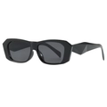 Modern thick black geometric polygon sunglasses with polished chunky frame design - Black Frame Grey Lens