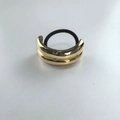 Minimalist double-row gold metal hair tie with black elastic band for women - Thick Double Ring Hair Tie (3*6.8cm) / Gold