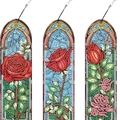 Set di tre segnalibri per pittura a diamante 5D con motivi floreali a rosa - SQ-93 (Fiori di Rosa Retro/Set di 3/Materiale Opzionale)