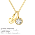 Golden stainless steel necklace featuring a script letter Y and sparkling birthstone pendant - Letter Y / Gold