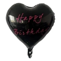 18-inch heart-shaped black foil balloon with pink Happy Birthday lettering for party decoration - Heart Balloon - English Birthday Black