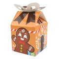Caja de regalo de Navidad con diseño de casa de jengibre y patrón de hombrecito - Hombre de jengibre