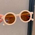 Fashionable round frame sunglasses for kids in cream color with brown lenses - 1001 Pink (Round)
