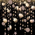 Gold and rose gold star and circle glitter garland strings for birthday party decor - 4 Meters / Round Star Garland Champagne