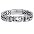 Men's punk titanium steel double row curb chain bracelet with secure magnetic clasp - Stainless Steel Figure 8 Bracelet 21cm