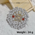 Silver round star brooch with white pearls, clear rhinestones and red gemstones - Silver Round Pearl Sigma Pi
