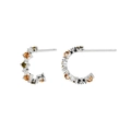 Orecchini a C in argento S925 con zirconi color arancio e ambra incastonati con stile - Argento