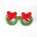 Christmas party glasses with green glitter wreath frame and red dotted bow detail - CHYJ-16 Wreath Bow Decorative Glasses