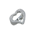 Hip hop silver heart ring with sparkling pave set zircons shown from a 45-degree angle view - US Size 6 / Silver