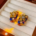 Multicolor Gem Flower Inlay Stud Earrings (35#)