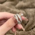 Vintage gold plated emerald multi-layer crisscross ring with sparkling white zircons - Silver Full Zirconia Cross Open Ring / Silver