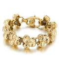 Bracciale teschio punk vintage dorato, gioielli creativi in acciaio inossidabile uomo - Stile Teschio Oro Lucido (KB125352-BDJX)