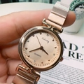 Elegant rose gold mesh strap watch with sparkling crystal dial for women stylish look - Rose Gold