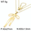 Golden bow pendant necklace with 400mm chain, 5g lightweight fashion accessory - Gold Bowknot Necklace (KN286881-KFC)