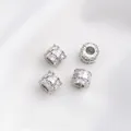 Set of four 14K silver plated wheel spacers with micro-pave cubic zirconia crystals - Style 14 / 8x7mm / White Gold