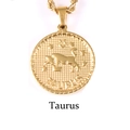 Collana in acciaio al titanio placcato oro 18 carati con ciondolo moneta Toro e catena - Toro / Oro