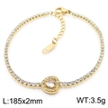 Golden stainless steel heart bracelet with zircon crystals, 185x2mm size for women - Gold - White Heart Bracelet