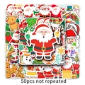 Set di 50 adesivi natalizi impermeabili non ripetuti per decorazioni fai-da-te e bagagli - Natale D-597 (50 Pezzi)
