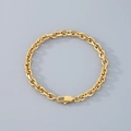 Golden minimalist chain link bracelet with lobster clasp on grey background - Square Buckle (Flat Cut 5.4mm) / Bracelet 20cm / Gold