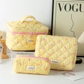 Sanitary Napkin Storage Bag / Yellow Plaid with Bow
