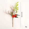 32cm frosted antler branch with red white berries and green leaves for Christmas decor - Red White Antler