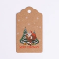 Etichetta regalo di Natale in carta kraft marrone con Babbo Natale retrò e scritte - Albero e Babbo Natale (Carta Kraft)