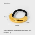 Detail of 48mm gold curved stainless steel hair cuff showing dimensions and weight - Gold