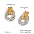 Detailed size chart for two-tone stainless steel earrings showing dimensions and weight - Oval Twisted Style (YYE025042-M)
