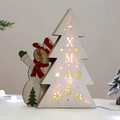 Luminous wooden snowman and Christmas tree tabletop ornament with warm LED light - Snowman Wooden Tree Style (XY17-72764)