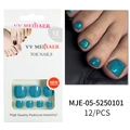 Sparkling blue glitter press-on toe nails set featuring 12 pieces of stylish pedicure tips - Blue Glitter
