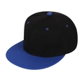 Cappellino baseball a tesa piatta con corona nera e visiera blu a contrasto - Adulto (55-60cm) / Tesa blu reale con parte superiore nera