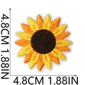 Detail view of 4.8cm sunflower embroidery patch with vivid yellow petals and brown center - Bright Yellow Sunflower Style