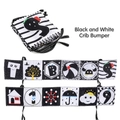Double-sided black and white high contrast infant soft book with colorful accents and ties - Plant Weather Letter Black and White Bed Bumper