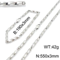 Silver hiphop stainless steel necklace and bracelet set with 3mm diamond texture link - Bracelet / Steel Color (KS140941-Z)
