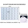 30-cavity white silicone wax seal mold for DIY crafts and baking, 295x210mm size - D2143H-30 Cavity Round Mold