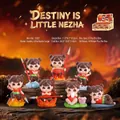 Schattig Nezha geflokt blind box figuur in de Destiny-serie met een speer vast - Lot van de Drie Prinsen (C022) / Volledige Set (6 st)