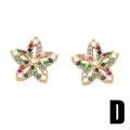 Star-shaped gold earrings with colorful micro-pave cubic zirconia crystals - Star Style (D)