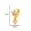 Detailed view of gold crown earring with cubic zirconia and 1.39cm height dimensions - Crown Drop Design (6#) / Gold Yellow