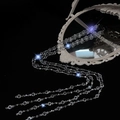Catena per capelli multistrato in argento con perle di cristallo e nappe scintillanti - Catena per Treccia in Finto Cristallo Bianco (1 pz 4 Fili)