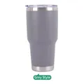 Insulated 30oz stainless steel travel tumbler with matte gray finish and clear lid - 30oz / Powder Coated Grey